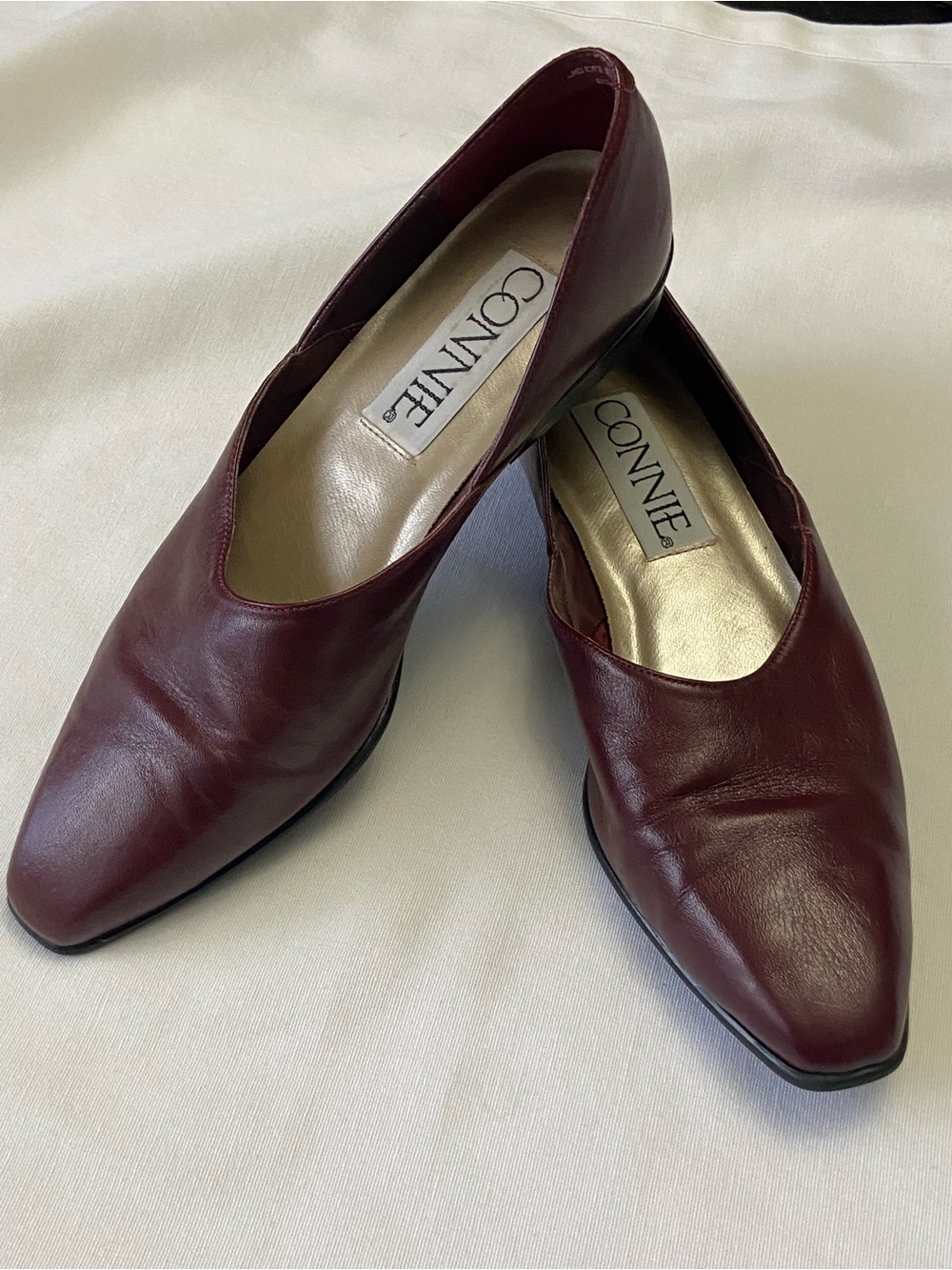 Connie Burgundy Leather Pointed Toe Slip-Ons